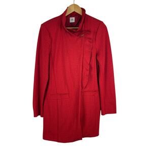 Cabi # 3546 CELEBRATION COAT Red Houndstooth Single Button Classic Jacket Large